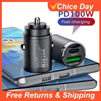 100/200W Mini Car Charger Fast Charging for IPhone QC3.0 Mini PD USB Type C Car Mobile Phone for Xiaomi Samsung Huawei Amagi – AliExpress 34