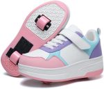 HSQ Fashion Sneaker Roller Skate Shoes for Boys Girls Kids Detachable Wheeled 2 in 1 Skating Shoes with Wheels