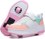 HSQ Fashion Sneaker Roller Skate Shoes for Boys Girls Kids Detachable Wheeled 2 in 1 Skating Shoes with Wheels