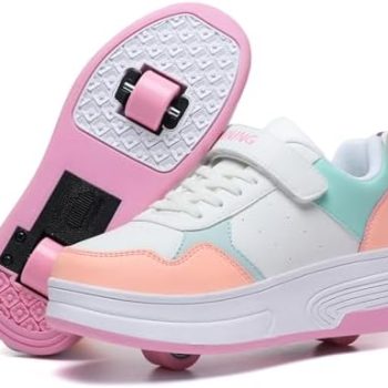 HSQ Fashion Sneaker Roller Skate Shoes for Boys Girls Kids Detachable Wheeled 2 in 1 Skating Shoes with Wheels