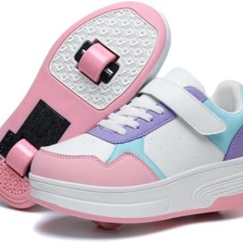 HSQ Fashion Sneaker Roller Skate Shoes for Boys Girls Kids Detachable Wheeled 2 in 1 Skating Shoes with Wheels