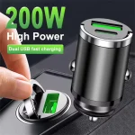 200W mini car charger fast charging for iPhone QC3.0 mini PD USB Type C car mobile phone charger for Xiaomi Samsung Huawei – AliExpress 34