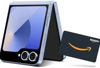 SAMSUNG Galaxy Z Flip 6 AI Cell Phone + 0 Amazon Gift Card + Large Storage Launch Bundle, 512GB Unlocked Android Smartphone, FlexCam Camera, Photo Assist, Camcorder Mode, US Version, 2024, Blue