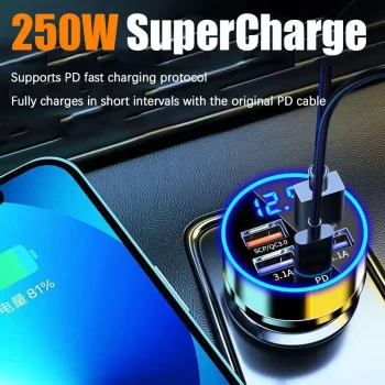 Car Phone Charger USB C, 250W Cigarette Lighter USB Charger Adapter Car Accessories for Men, Mini USBC Car Fast Charging Adapter – AliExpress 34