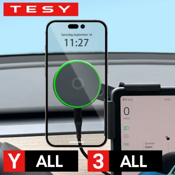 Car Phone Mount Holder 15W Magnetic Wireless Charger Compatible with MagSafe for Tesla Model Y Juniper 2026 25 Model 3 Highland – AliExpress 34