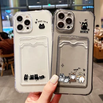 Cute Black Cat Phone Case For iPhone 17 Pro Max 16 15 13 12 11 14 Pro Max Air 7 8 Plus XR SE Card Bag Slot Holder Wallet Cover – AliExpress 202192403