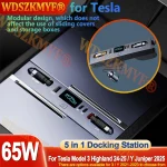 For Tesla Model 3 Model Y 2021-2025 65W / 45W USB Shunt HUB 5 IN 1 Intelligent Docking Station Car Adapter Powered Fast charging – AliExpress 34