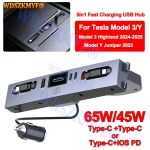 For Tesla New Model Y Juniper 2025 Model 3 Highland 2024 65W 45W Central Control Fast Charging TPYE-C USB HUB Expansion Dock – AliExpress 34