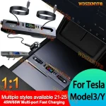 For Tesla New Model Y Juniper Model 3 Highland 2021-2025 65W 45W Central Control Fast Charging TPYE-C USB HUB Expansion Dock – AliExpress 34