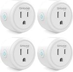 GHome Smart Plug Mini, WiFi Smart Outlet Plug Works with Alexa and Google Home, Timer Outlet with APP Control, 2.4GHz Network Only, No Hub Required, ETL FCC Listed (4 Pack), White