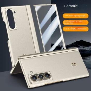 Luxury Business Leather with Screen Tempered Glass Phone Case for Samsung Galaxy Z Fold 7 Spring Hinged Protector Cover – AliExpress 202192403