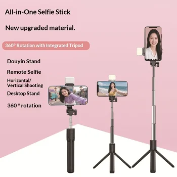 Mini multifunctional phone stand selfie stick, Bluetooth remote control, beauty fill light, extendable tripod – AliExpress 202192403