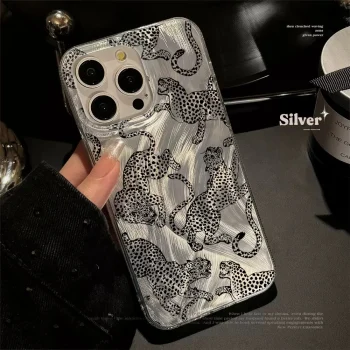 Modern Glittery Silver Leopard Phone Accessories Case For iPhone 15 Plus 16 17 Pro Max 14 13 12 11 X XS XR 7 8 Protective Cover – AliExpress 202192403