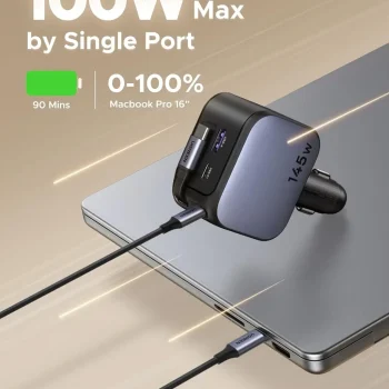 UGREEN 145W 3C1A Retractable Car Charger, USB C Car Phone Charger Fast Charging with Type C Cable – AliExpress 202216001