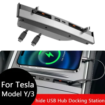 USB Hub Docking Station For Tesla Model Y & Model 3 Central Control Organizer for Model Y(2021-24) & Model 3(2021-23) – AliExpress 34