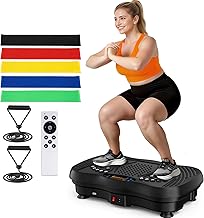 Vibration Plate Exercise Machine, 130 Levels Full Body Workout Vibrating Plate for Lymphatic Drainage Weight Loss, 450 Lbs Capacity Shake Platform with Resistance Bands…