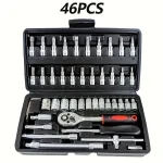 AIRAJ NEW Car Repair Tool Kit 46/53 Piece/Set Socket Set Car Repair Tool Ratchet Torque Repairing Tool Set Wrench Combo Auto