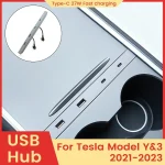 For Tesla Model 3 Y 2021 2022 2023 Docking Station 27W Quick Charger USB Shunt Hub Power Splitter Type-C Charger Car Accessories – AliExpress 34