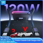 For Tesla Model Y Juniper Fast Charging USB Hub Docking Station with Rainbow Light Model 3 Highland Retractable Ambient Lighting – AliExpress 34