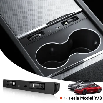 YZ For New Tesla Model Y 3 Juniper Highland 2025 45W Quick Charger Expansion Dock Car USB Shunt Hub Intelligent Docking Station – AliExpress 34