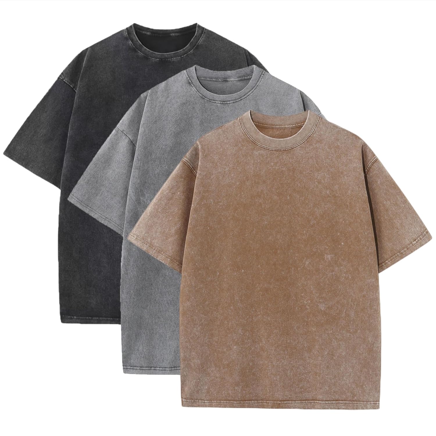 3 Pcs Men's Oversized Heavy Cotton Summer T-Shirts Vintage Tee Loose Fit Short Sleeve Casual Tshirts for Men Women 3 Pcs Men's Oversized Heavy Cotton Summer T-Shirts Vintage Tee Loose Fit Short Sleeve Casual Tshirts for Men Women