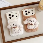 3D Cartoon Bowknot Puppy Warm Fluffy Plush Phone Case For iPhone 17 Air 16 15 14 13 12 11 Pro Max With Lanyard Shockproof Cover – AliExpress 202192403