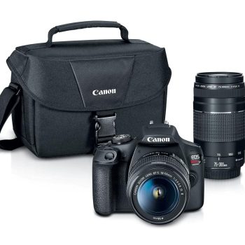 Canon EOS Rebel T7 DSLR Camera Double Zoom Lens Kit with EF-S 18-55mm and EF 75-300mm Lenses, 24.1 Megapixel CMOS (APS-C) Sensor, Full HD Videos, Wi-Fi, Beginner Photographers,…