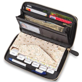 Cash Envelope Wallet All in One Budget System with 12x Tabbed Cash Envelopes, 12x Monthly Budget Cards,1x Yearly budget planner sheet Complete Money Organizer Set for Cash RFID…