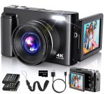 Duluvulu 4K Digital Camera for Photography Autofocus, 2026 Latest 48MP Vlogging Camera for YouTube with SD Card, 2 Batteries, 3″ 180°Flip Screen Compact Travel Camera for Teens…