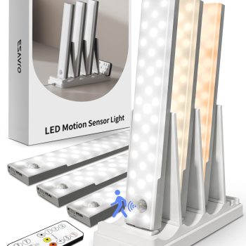 EZVALO 6-Pack Under Cabinet Lighting with Charging Station, 2000mAh Rechargeable Wireless Motion Sensor Lights, 3 Color Temps, Dimmable, Timer, Magnetic, with Remote Control for…