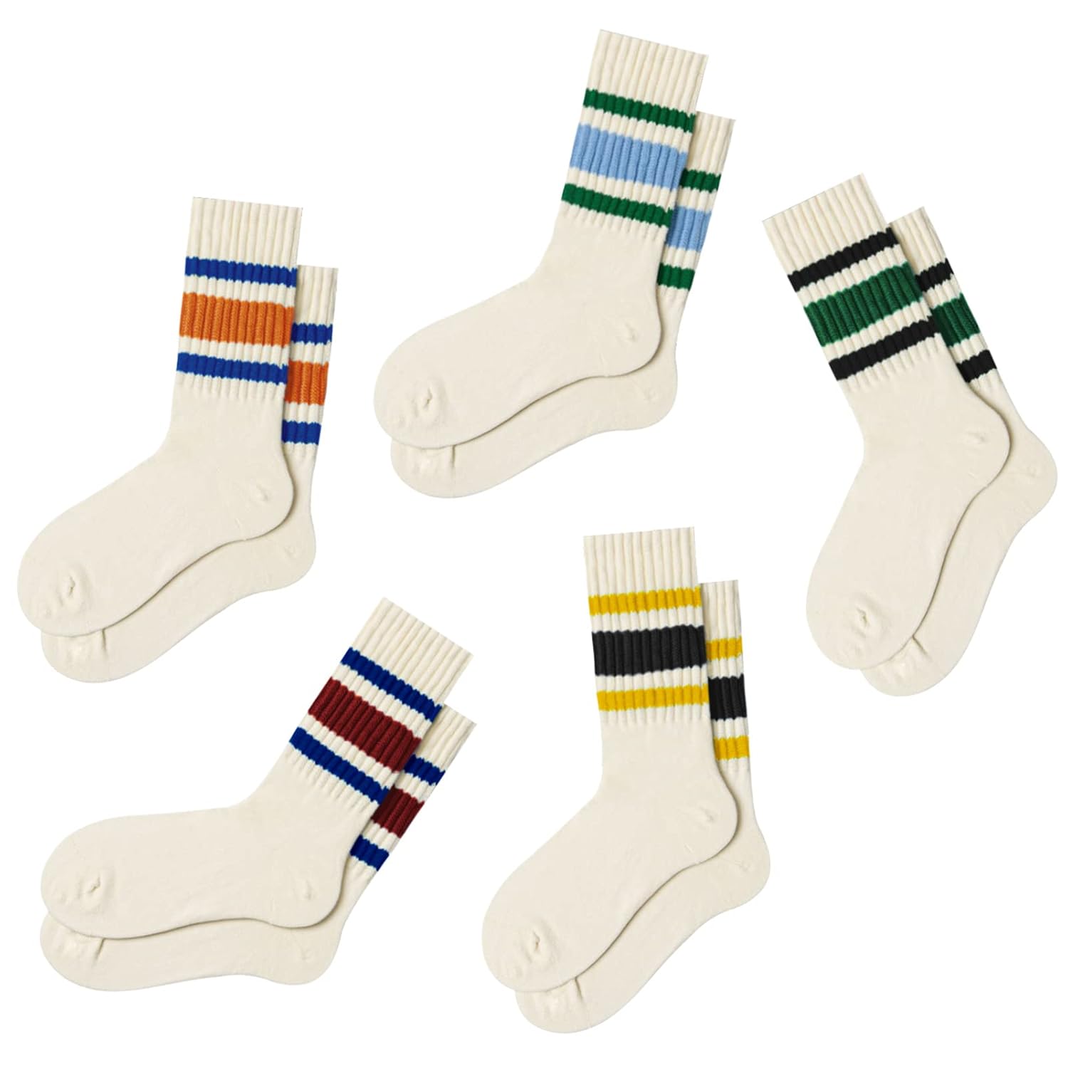 Fszsaa Fun Novelty Retro Striped Crew Socks For Women Sporty Calf Casual Cotton Tube Socks Women Fszsaa Fun Novelty Retro Striped Crew Socks For Women Sporty Calf Casual Cotton Tube Socks Women