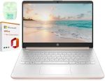 HP 14″ Business Laptop, 1-Year Microsoft Office 365 with Copilot AI, Dual-Core Intel Processor, Win 11, PLUSERA Earphones, Rose Gold–Best Value (Rose Gold, 16GB RAM | 1.1TB…