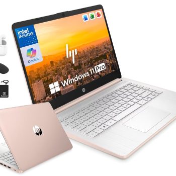 HP 14″ Laptop Computer for 2026 Student Business Productivity, MS Office & Win 11 Pro, Copilot AI, Intel 4-Core CPU, 4GB DDR5 RAM, 628GB Storage (128GB UFS+500GB Ext), Wi-Fi 6,…