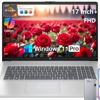HP 17 Inch Laptop, 17.3″ FHD IPS Display, AMD Ryzen 5 7430U (Up to 4.5GHz), 20 GB RAM, 512 GB SSD, Wi-Fi 6, Bluetooth 5.4, Windows 11 Pro, Copilot AI Key, Numeric Keypad,…