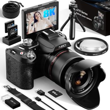 NBD 64MP Digital Cameras for Photography,8K Vlogging Cameras for YouTube,16X Optical Zoom Travel Point and Shoot Digital Cameras Fotograficas with 180°Flip Screen,58mm UV Lens,2…