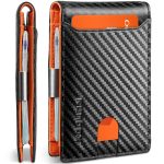 RUNBOX Slim Wallets for Men – Leather Money Clip Mens Wallet – RFID Blocking Front Pocket Bifold Wallet – Thin Credit Card Holder with Gift Box