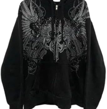 Streetwear Jacket Y2k Grunge Zip Up Hoodie Women Men Oversized Emo Goth 2000s Graphic Hoodie Baggy Sweatshirts
