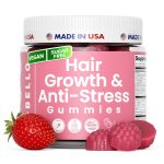 Trybello Hair Growth & Anti-Stress Gummies for Women | Powered by AnaGain — Plant-Based Biotin | Sugar-Free, Vegan Hair Supplements | Gluten-Free Gummy Vitamins for Thicker…