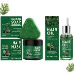Usman Grass Hair Treatment Hair Care Set, Hair Oil, Shampoo Bar and Hair mask Set – Helps Restore Shine and Hydration, Reducing Thinning Hair Loss with Leaf Of Oriental Arborvitae