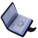 Wisdompro Credit Card Holder, Slim Leather RFID Blocking Wallet Debit Card Protector Organizer Case (Build in 20 Card Slot & 7 Small Cells for Memory Cards)-Vertical Black