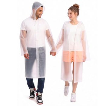 ZENO Rain Coats (2 Pack) – Waterproof Reusable Rain Ponchos with Hood and Snap Buttons – Lightweight, Durable – Raincoat for Men & Women – Clear Unisex Design