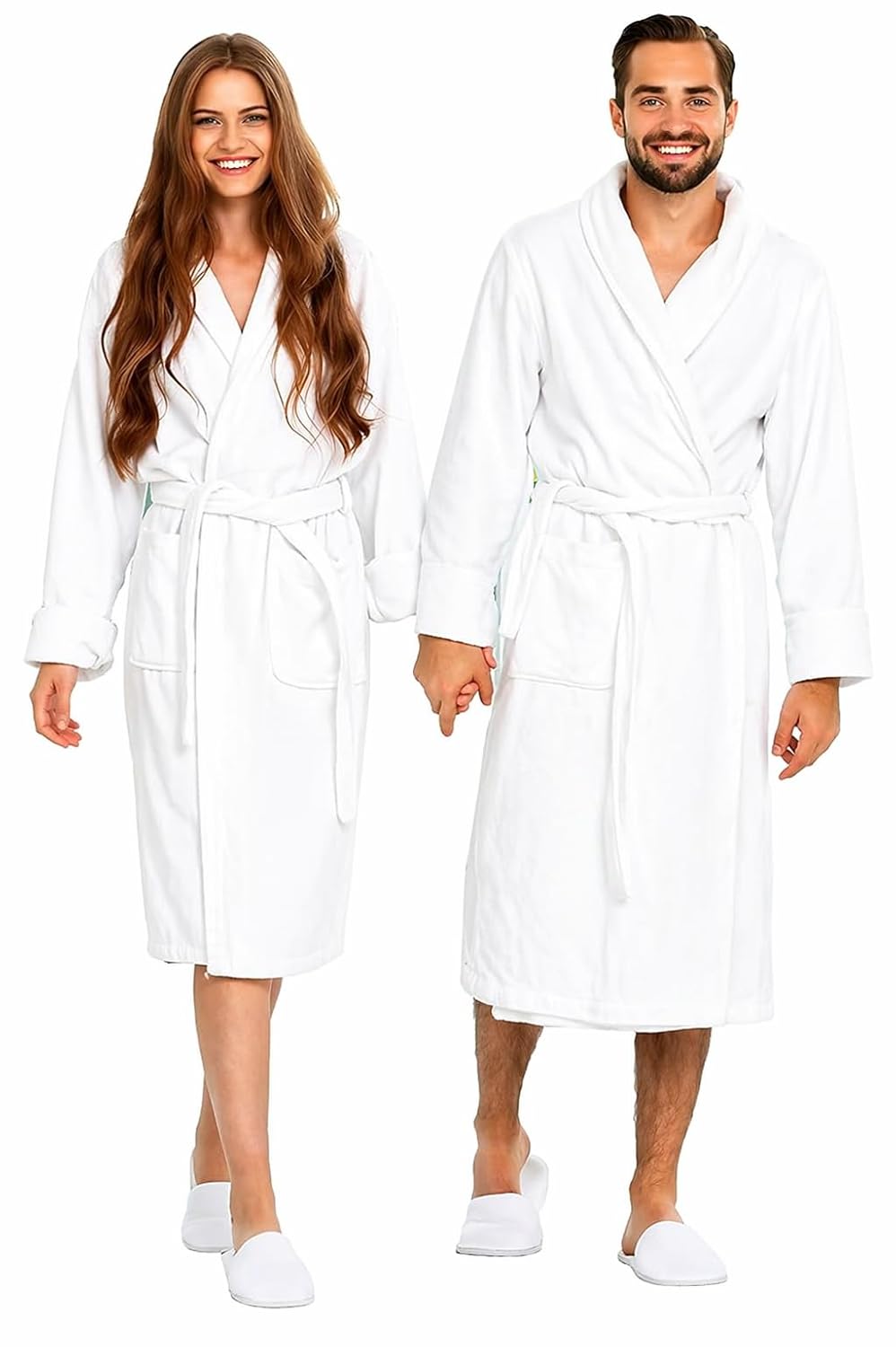 BIOLINEN 100% Cotton Terry Shawl Collar Bathrobe with Slippers BIOLINEN 100% Cotton Terry Shawl Collar Bathrobe with Slippers
