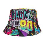 Fumwase Fashion 80s 90s Bucket-Hat Fishing-Hat Packable Fisherman Hat Rave Party Accessories Hat for Men Women Summer Beach Party Supplies Multi