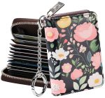 FurArt Zipper Wallet Women, RFID Blocking Credit Card Wallet, Business Card Holder, Compact Size KeyChain Wallet