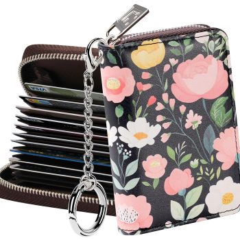 FurArt Zipper Wallet Women, RFID Blocking Credit Card Wallet, Business Card Holder, Compact Size KeyChain Wallet