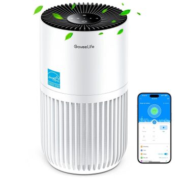 GoveeLife Mini Air Purifier for Bedroom, Smart Filter Air Purifier with App Alexa Control for Pet Hair, Odors, Pollen, HEPA Portable Air Cleaner with 3 Speeds, 2 Modes, Timer,…