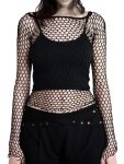 Honeycomb Mesh Long Sleeve Tops Tight Fitting Hex Fishnet Blouse T Shirts for Rave Women Men