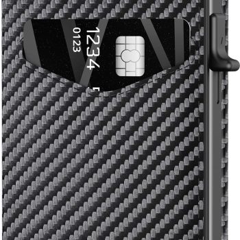 Men’s Wallet with RFID Blocking | Tri-Fold Front Pocket Design | 12 Card Slots, 2 ID Windows & Cash Slot | Aluminum Card Ejector | Durable & Lightweight Men’s Accessories (Carbon)