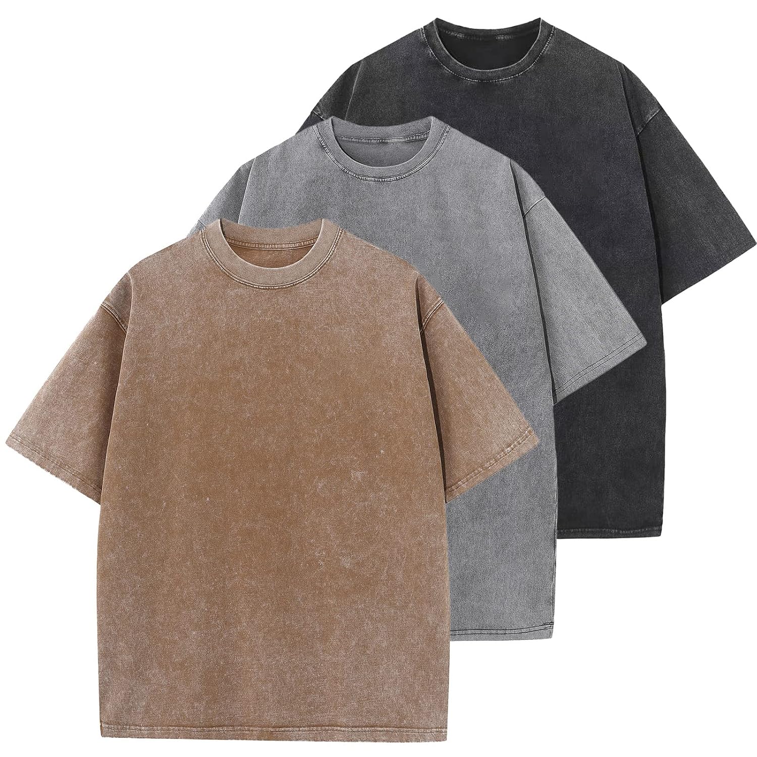 Men's Cotton T-Shirts Oversized Unisex Short Sleeves Casual Loose Wash Solid Basic Tee Tops Men's Cotton T-Shirts Oversized Unisex Short Sleeves Casual Loose Wash Solid Basic Tee Tops