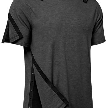 Post Shoulder Surgery Shirts Recovery Tear Away Short Sleeve Full Open Side Snap Dialysis Chemo Clothing Men & Women